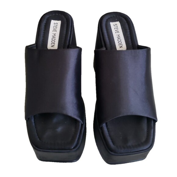 Vintage Y2K Steve Madden Daniella 90s Platform Slides Sandals, Black, Size 8 - Picture 6 of 10